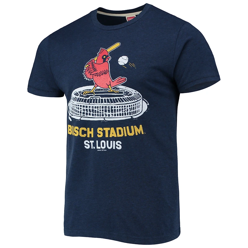 Men's Homage Navy St. Louis Cardinals Busch Stadium Tri-Blend T-Shirt