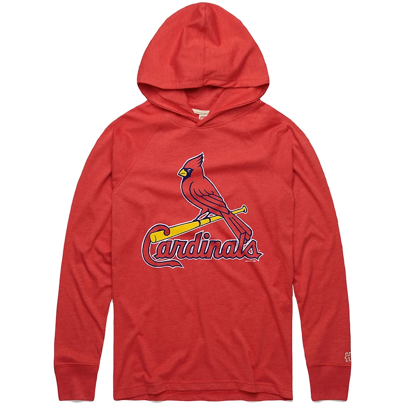 Men's Homage Red St. Louis Cardinals Lightweight Raglan Tri-Blend Pullover Hoodie