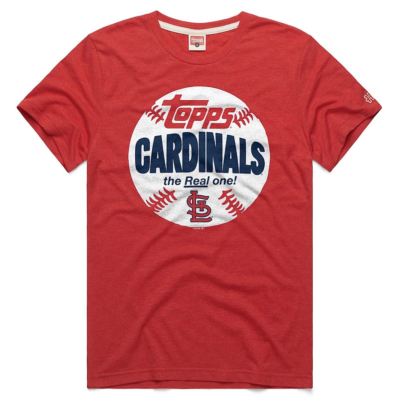 Men's Homage  Red St. Louis Cardinals MLB x Topps Baseball The Real One Tri-Blend T-Shirt