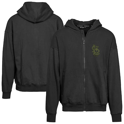 Men's Levelwear  Black St. Louis Cardinals Oversized Uphill Digital Camo Full-Zip Hoodie