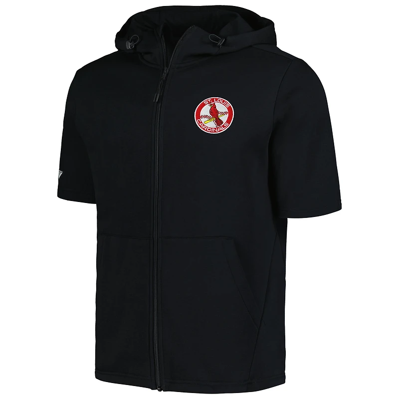 Levelwear pour hommes, noir, St. Louis Cardinals Recruit, sweat à capuche entièrement zippé manches courtes