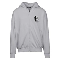 Sweat à capuche entièrement zippé surdimensionné motif camouflage numérique Uphill pour homme, gris, des Cardinals de St. Louis