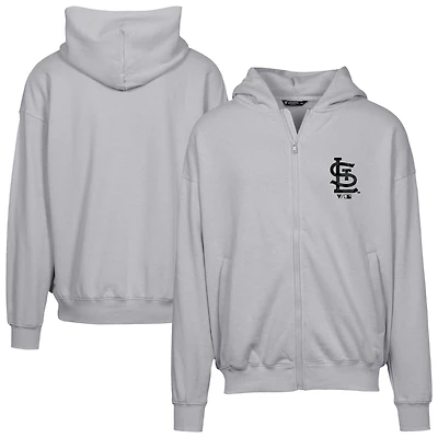 Sweat à capuche entièrement zippé surdimensionné motif camouflage numérique Uphill pour homme, gris, des Cardinals de St. Louis