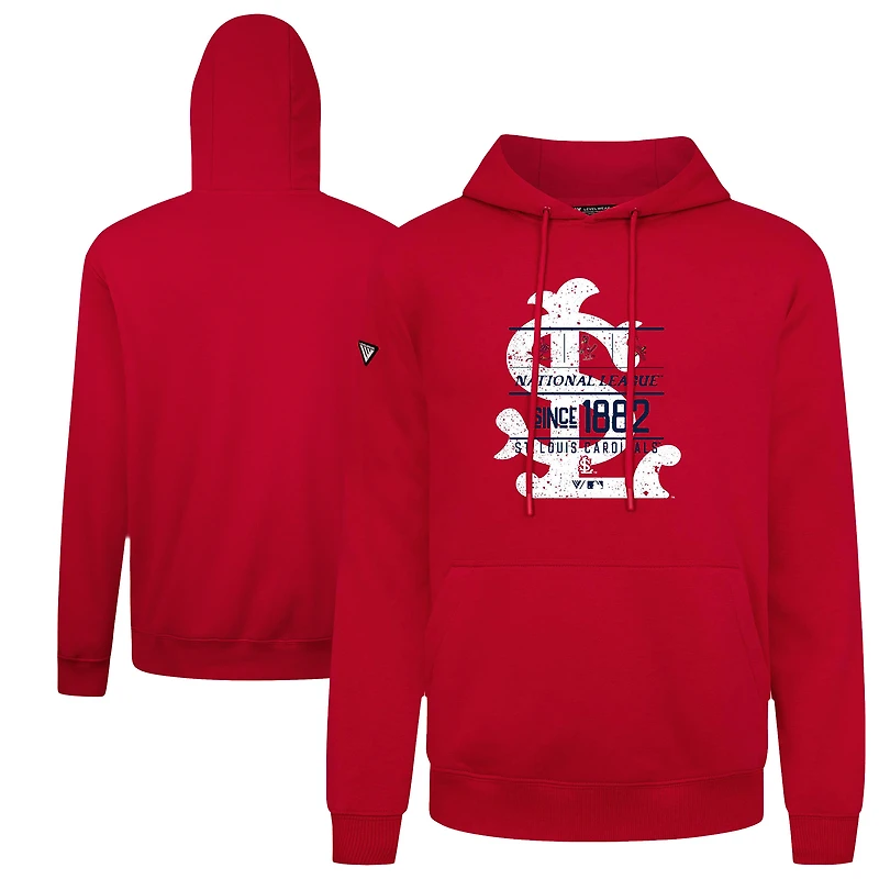 Sweat à capuche rouge effet vieilli Podium Acumen pour homme Levelwear des Cardinals de Saint-Louis, collection Cooperstown