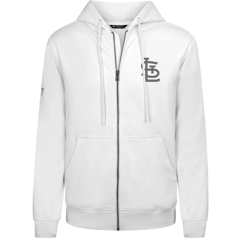Men's Levelwear White St. Louis Cardinals Podium Banner Arch Full-Zip Hoodie