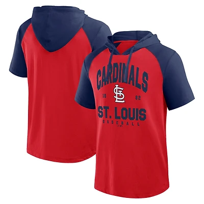 Men's Logo Athletic Red St. Louis Cardinals Prime Raglan Short Sleeve Hoodie T-Shirt