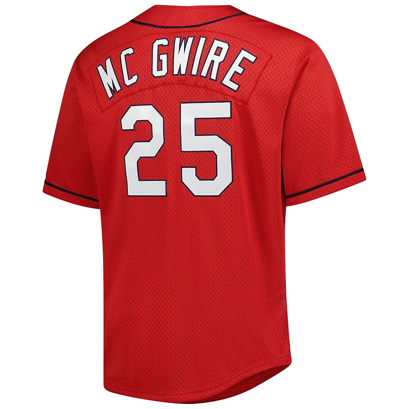 Maillot d'entraînement au bâton Mitchell & Ness Mark McGwire rouge St. Louis Cardinals, grandes tailles, Cooperstown, maille, pour homme