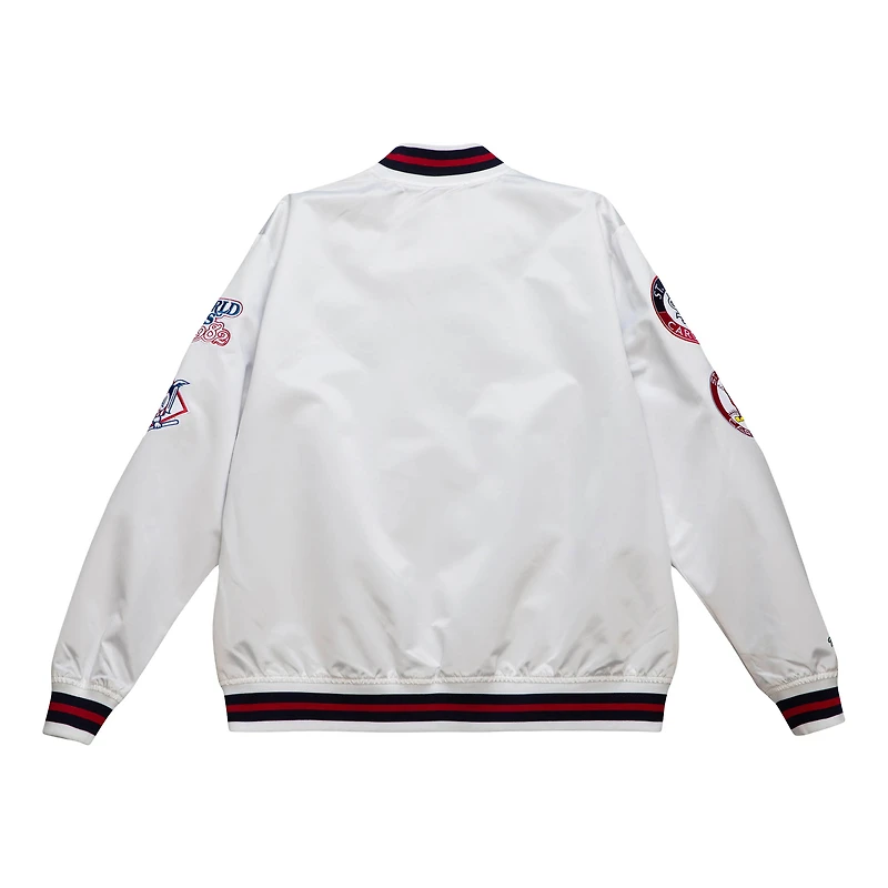 Veste universitaire en satin à boutons-pression pour hommes Mitchell & Ness White Cardinals de St. Louis City Collection
