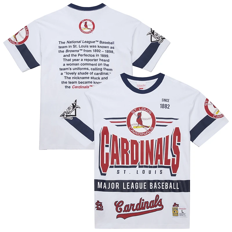 T-shirt blanc Mitchell & Ness pour homme, collection Cooperstown, « Team Origins » des Cardinals de Saint-Louis