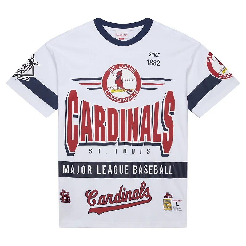 T-shirt blanc Mitchell & Ness pour homme, collection Cooperstown, « Team Origins » des Cardinals de Saint-Louis