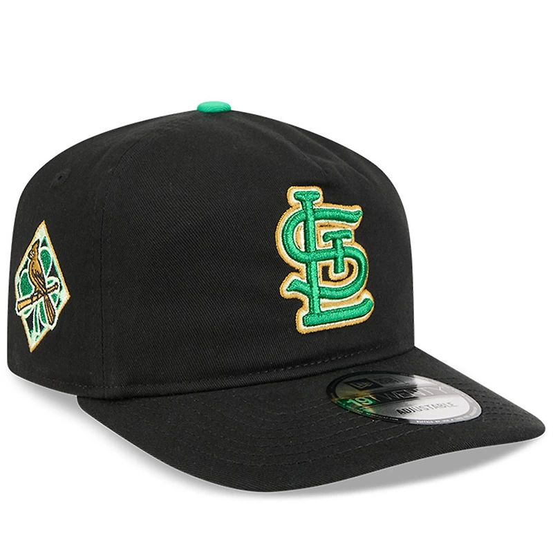 Casquette ajustable New Era noire pour homme, St. Louis Cardinals, édition spéciale Saint-Patrick 2026, modèle 19TWENTY