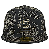 Casquette ajustée 59FIFTY Day Allover des Cardinals de Saint-Louis New Era noire pour hommes