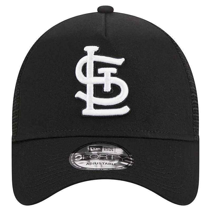 Men's New Era Black St. Louis Cardinals A-Frame 9FORTY Trucker Adjustable Hat
