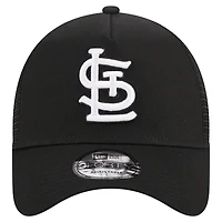Men's New Era Black St. Louis Cardinals A-Frame 9FORTY Trucker Adjustable Hat