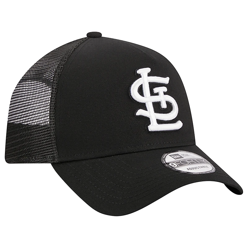 Men's New Era Black St. Louis Cardinals A-Frame 9FORTY Trucker Adjustable Hat