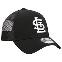 Men's New Era Black St. Louis Cardinals A-Frame 9FORTY Trucker Adjustable Hat