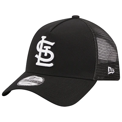 Men's New Era Black St. Louis Cardinals A-Frame 9FORTY Trucker Adjustable Hat