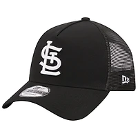 Men's New Era Black St. Louis Cardinals A-Frame 9FORTY Trucker Adjustable Hat