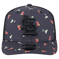 Men's New Era Black St. Louis Cardinals Adventure Drinks Pattern 9SEVENTY Stretch-Snap Hat