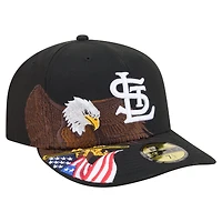 Men's New Era Black St. Louis Cardinals Americana Bald Eagle Pre-Curved 59FIFTY Fitted Hat