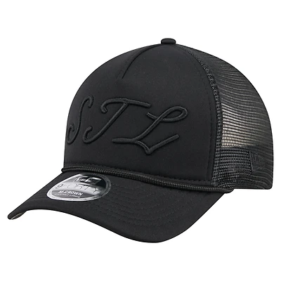Men's New Era Black St. Louis Cardinals City Initial 9FORTY A-Frame M-Crown Adjustable Trucker Hat