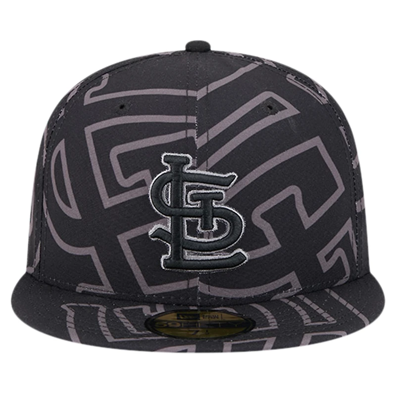 Casquette ajustée 59FIFTY noire avec logo Fracture des St. Louis Cardinals pour hommes New Era