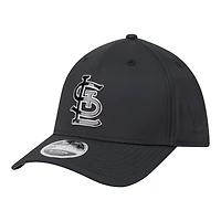 Casquette New Era noire pour homme, modèle St. Louis Cardinals, 39THIRTY M-Crown Flex, métallisée.