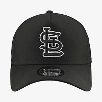 Men's New Era St. Louis Cardinals Side Script 9FORTY A-Frame Trucker Adjustable Hat