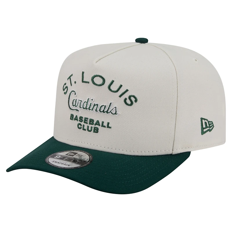 Casquette snapback New Era 9FIFTY pour homme, crème/vert foncé, St. Louis Cardinals, modèle Chrome A-Frame.