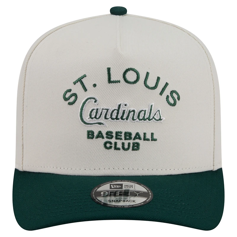 Men's New Era Cream/Dark Green St. Louis Cardinals Chrome A-Frame 9FIFTY Snapback Hat