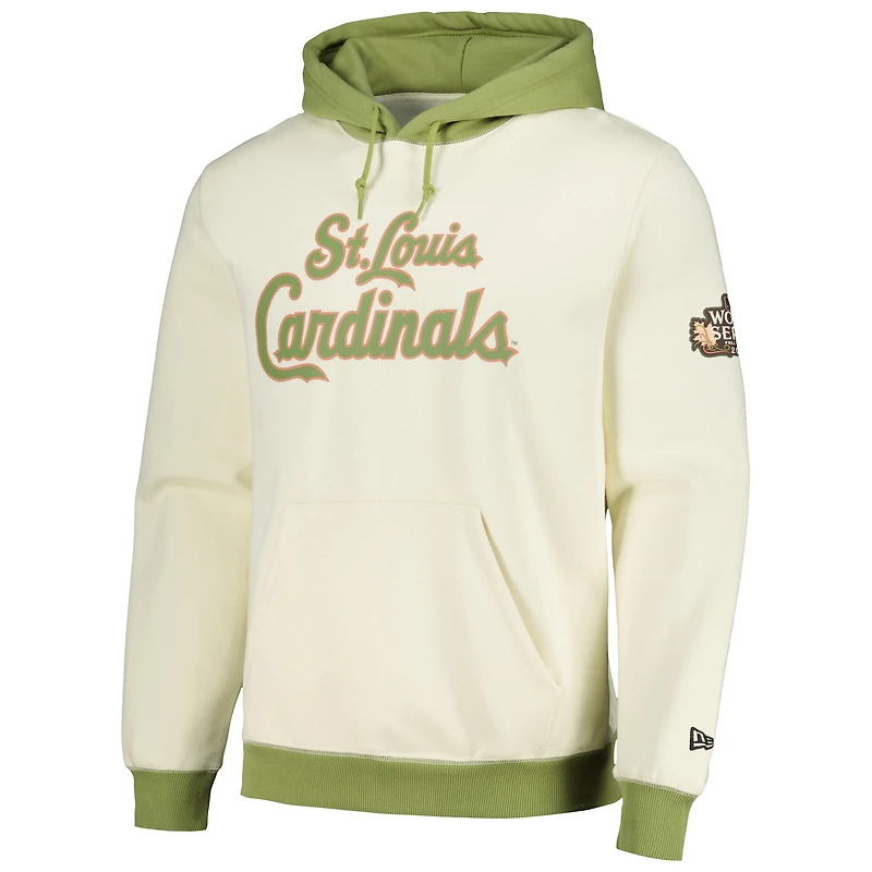 Men's New Era Cream/Green St. Louis Cardinals Color Pop Pullover Hoodie