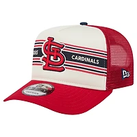 Casquette snapback New Era 9FIFTY Trucker crème/rouge pour homme, motif bannière des Cardinals de Saint-Louis
