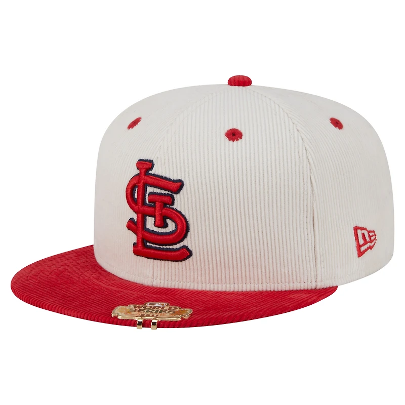 Men's New Era Cream/Red St. Louis Cardinals Two-Tone Corduroy 59FIFTY Fitted Hat