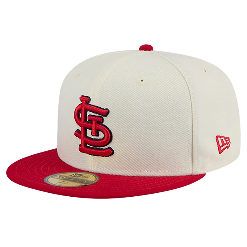 Casquette ajustée New Era 59FIFTY chromée crème pour homme des Cardinals de Saint-Louis