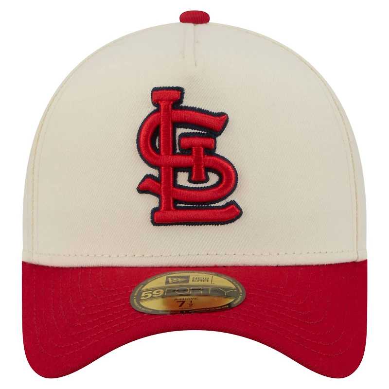 Casquette ajustée New Era crème pour homme, modèle 59FORTY, logo chromé des Cardinals de Saint-Louis
