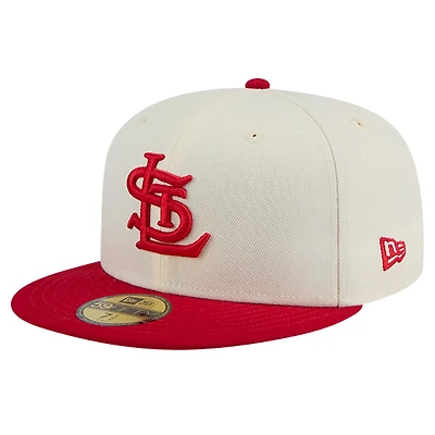 Men's New Era Cream St. Louis Cardinals Cooperstown Collection Chrome 59FIFTY Fitted Hat