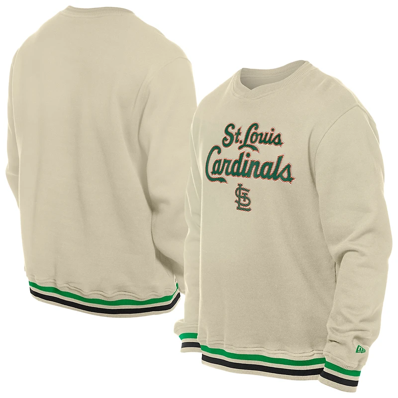 Men's New Era  Cream St. Louis Cardinals Patrick's Day Twill Pullover Sweatshirt