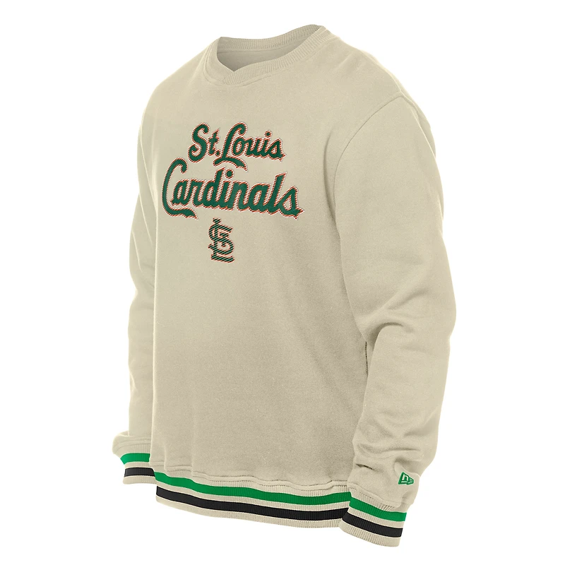 Men's New Era  Cream St. Louis Cardinals Patrick's Day Twill Pullover Sweatshirt