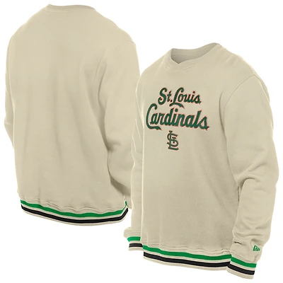 Men's New Era  Cream St. Louis Cardinals Patrick's Day Twill Pullover Sweatshirt