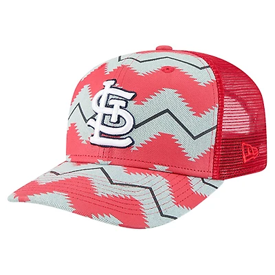 Casquette ajustable New Era Denim/Rouge St. Louis Cardinals 9SEVENTY à motif aztèque en denim rouge.