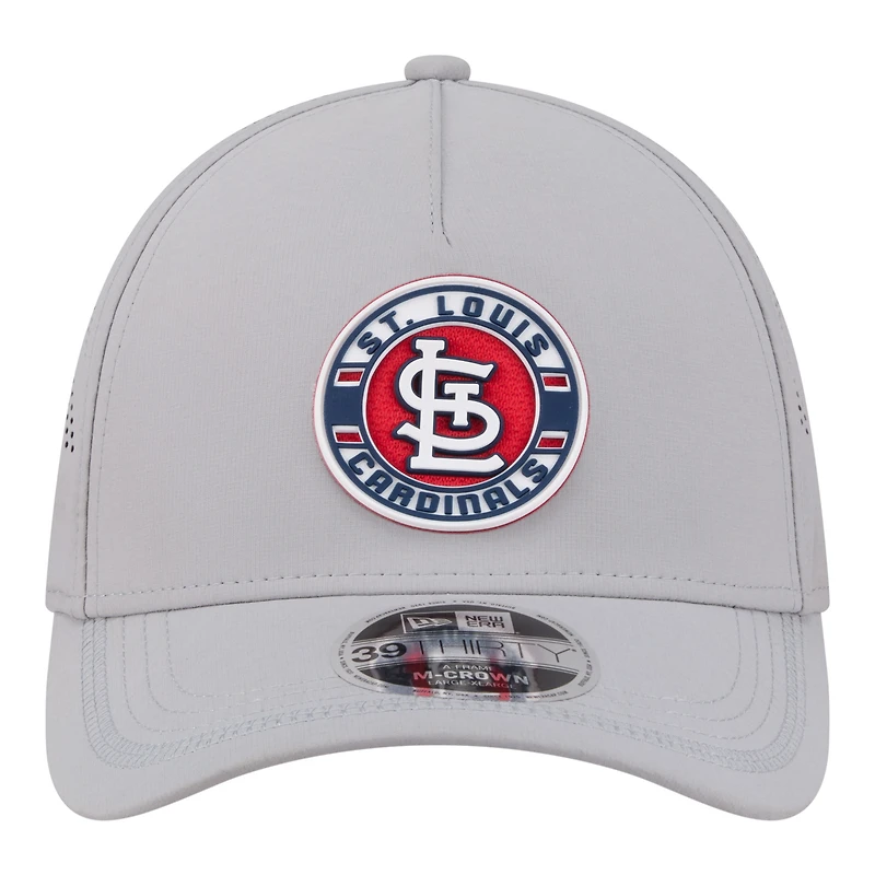 Men's New Era Gray St. Louis Cardinals Patch 39THIRTY A-Frame M-Crown Perforated Flex Hat