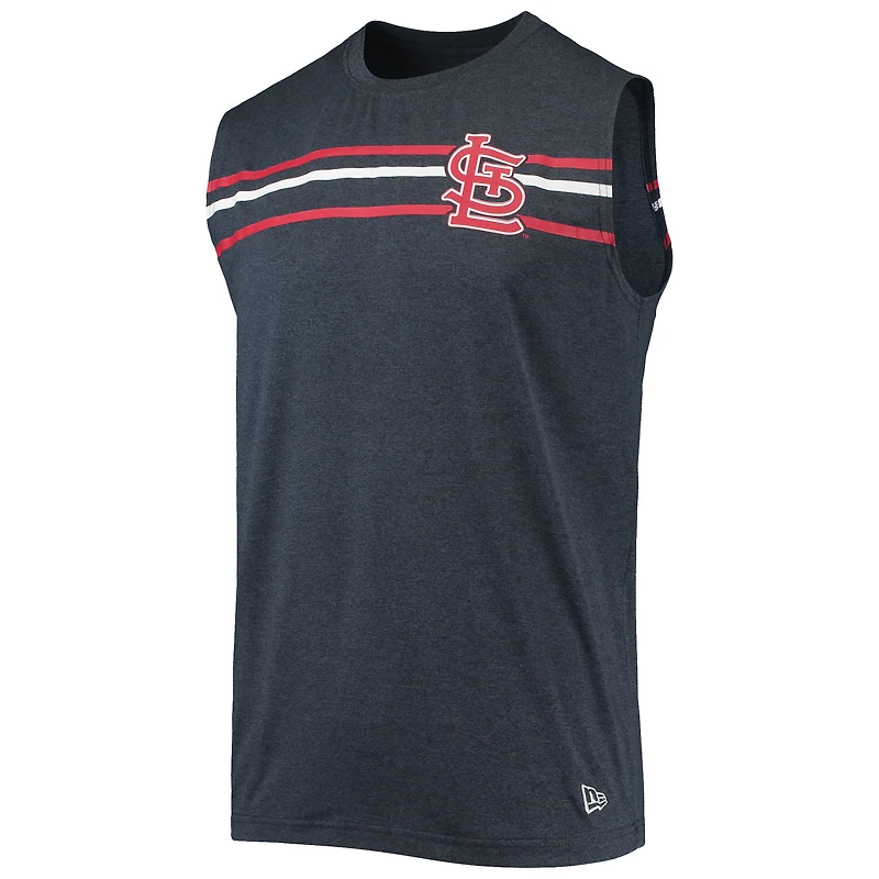 Men's New Era Heathered Navy St. Louis Cardinals Muscle Tank Top