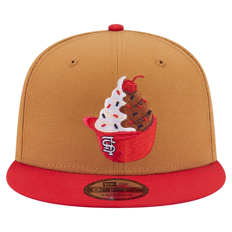 Men's New Era Khaki/Red St. Louis Cardinals Ice Cream 9FIFTY Snapback Hat