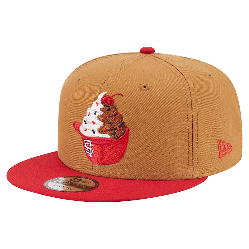 Casquette snapback New Era 9FIFTY kaki/rouge pour homme, motif glace des Cardinals de Saint-Louis