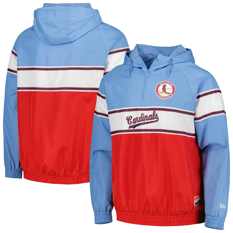 Sweat à capuche zippé raglan bleu clair New Era pour homme, modèle St. Louis Cardinals.
