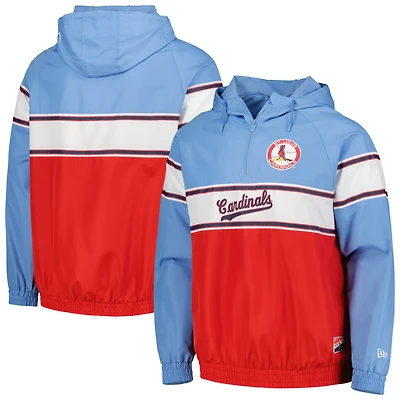 Sweat à capuche zippé raglan bleu clair New Era pour homme, modèle St. Louis Cardinals.