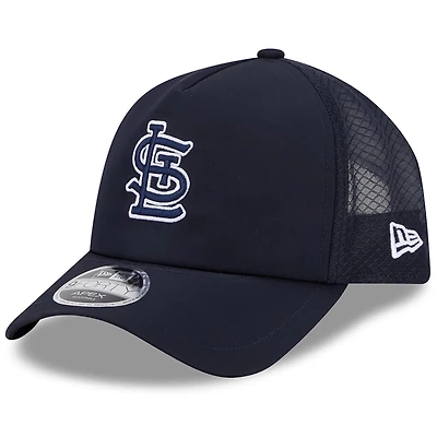 Men's New Era Navy St. Louis Cardinals 2026 Batting Practice Apex 9FORTY Adjustable Trucker Hat