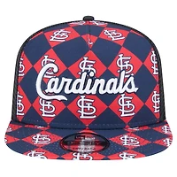 Men's New Era Navy St. Louis Cardinals Seeing Diamonds A-Frame Trucker 9FIFTY Snapback Hat