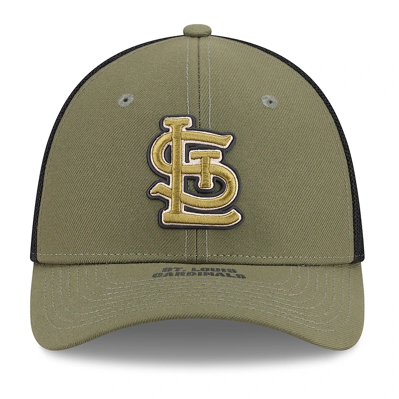 Casquette New Era pour homme, olive, St. Louis Cardinals, 2026 Armed Forces Day, modèle 39THIRTY M-Crown Flex
