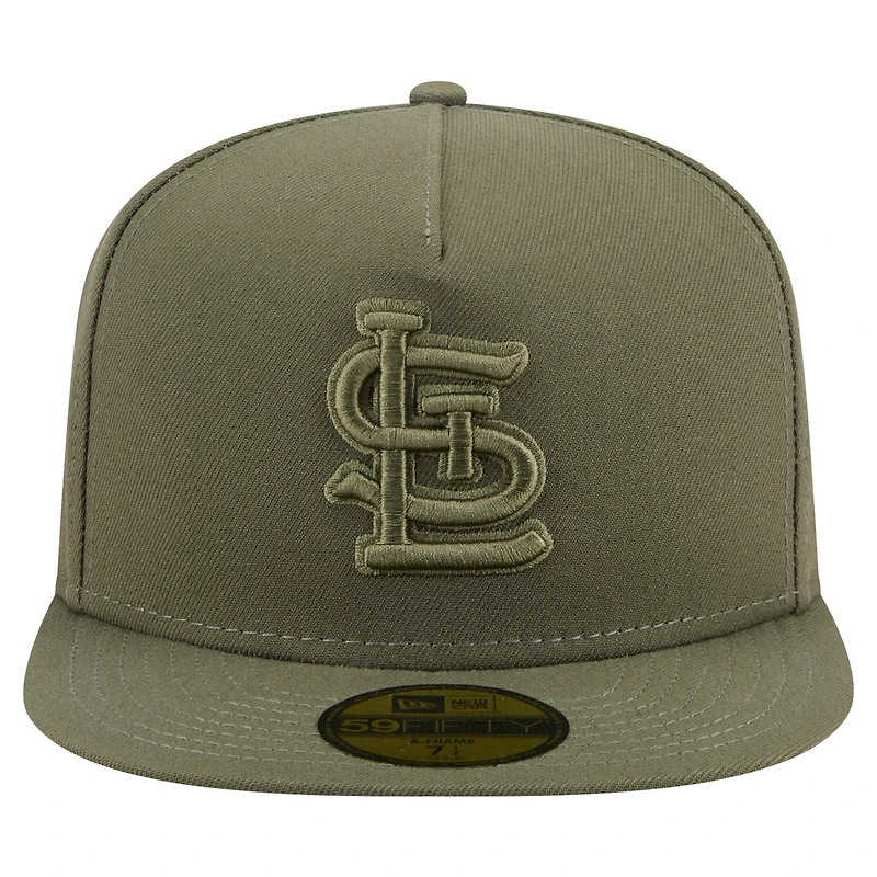 Men's New Era Olive St. Louis Cardinals Color Pack A-Frame 59FIFTY Fitted Hat